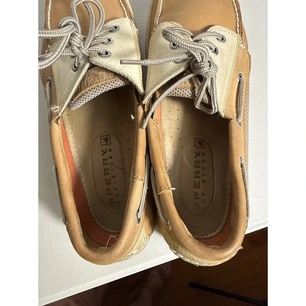 Sperry Top-Sider Billfish Mens Tan Leather Mesh Boat Shoe Contour System Sz 11.5